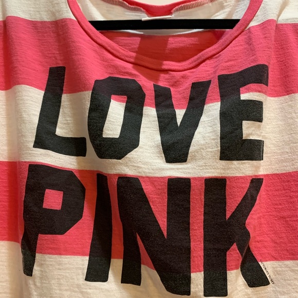Victoria’s Secret Love Pink Short tshirt Stripe small armpit to armpit 21” - Picture 3 of 4